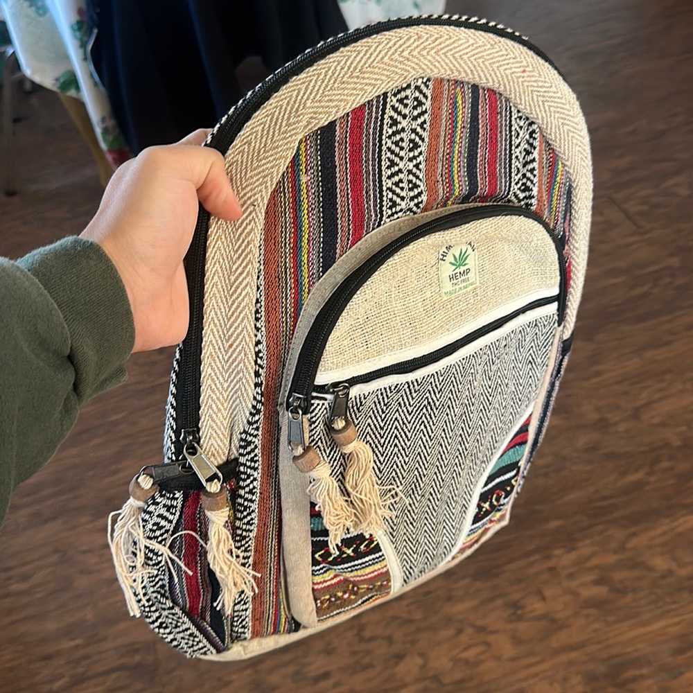 Nepal Hand Made Bag Hemp , THC free! Amazing design and color! Spacious bag!
